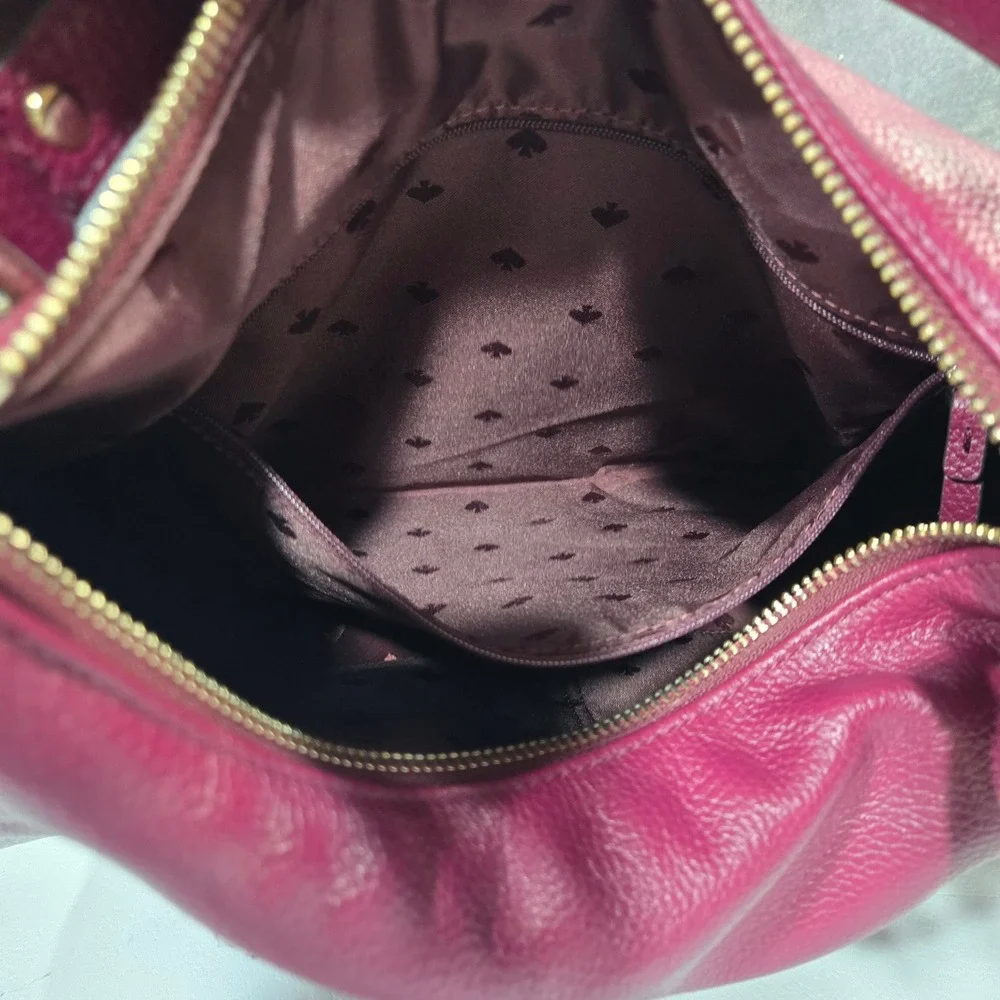 Kate Spade Mulberry Street Vivian Leather Hobo Bag Burgundy Shoulder Crossbody